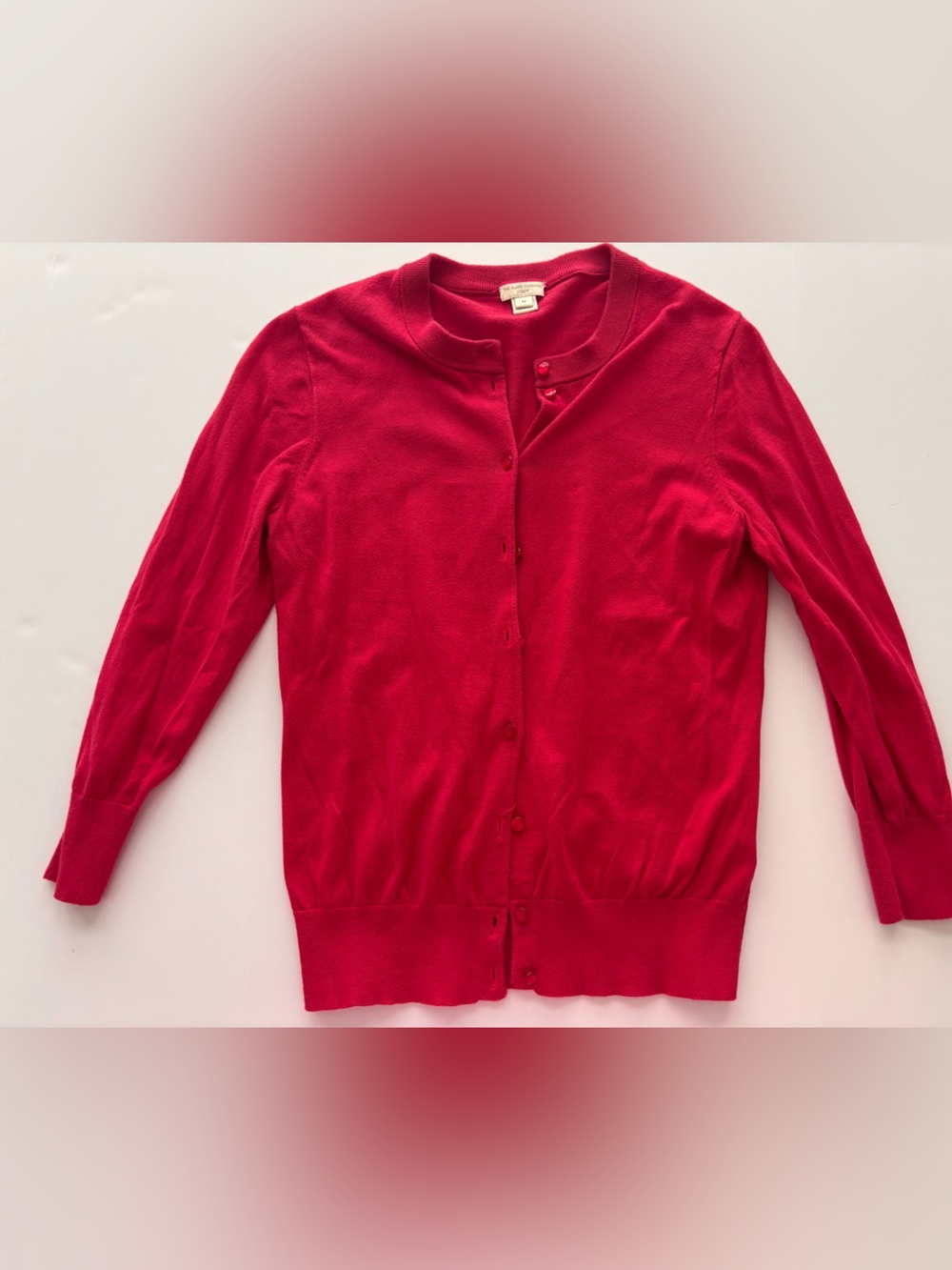 J.Crew Clare Cardigan Red Button Front Merino Blend Sweater Size M